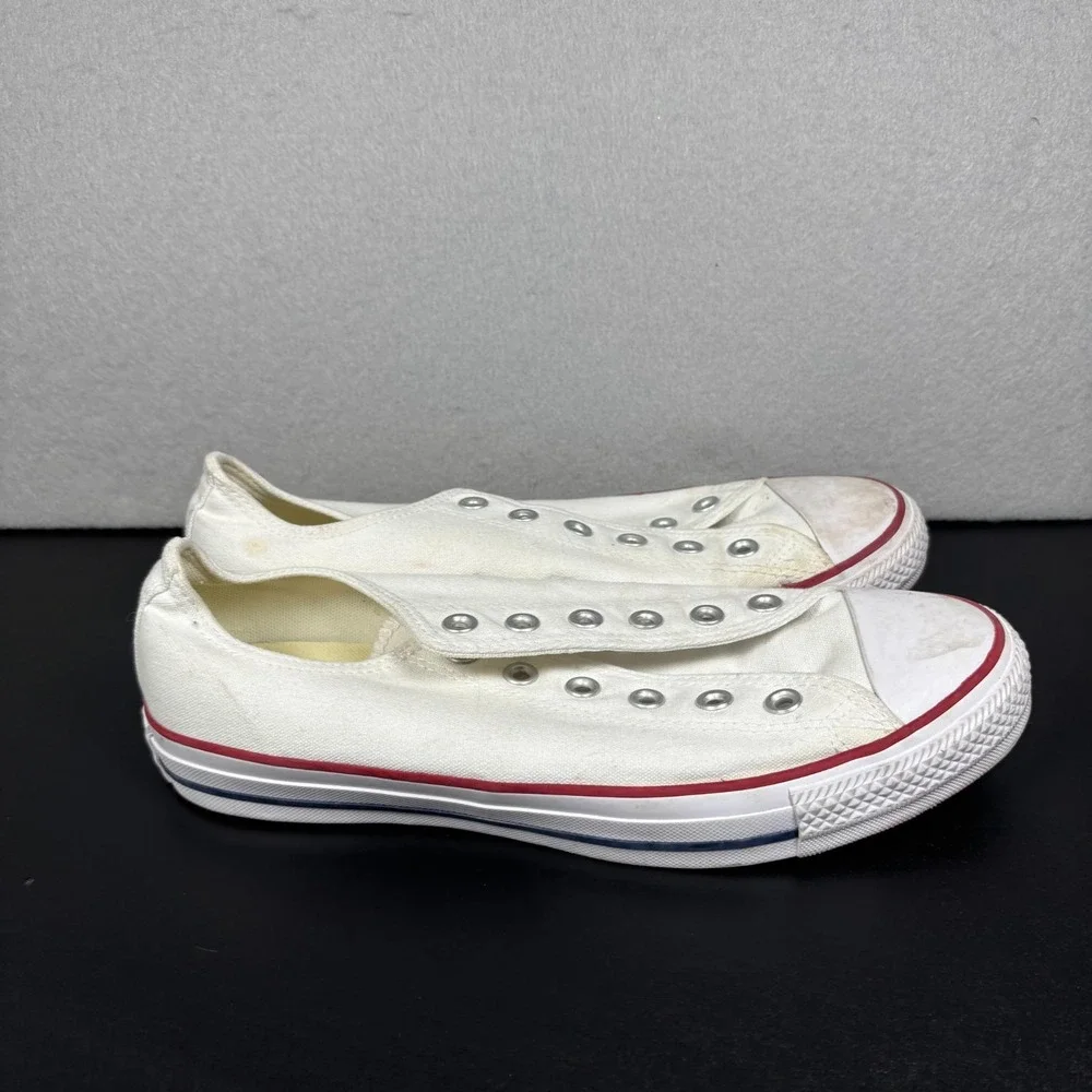 Converse Chuck Taylor All Star Slip On White Canvas Shoes Mens 8 Womens 10 READ